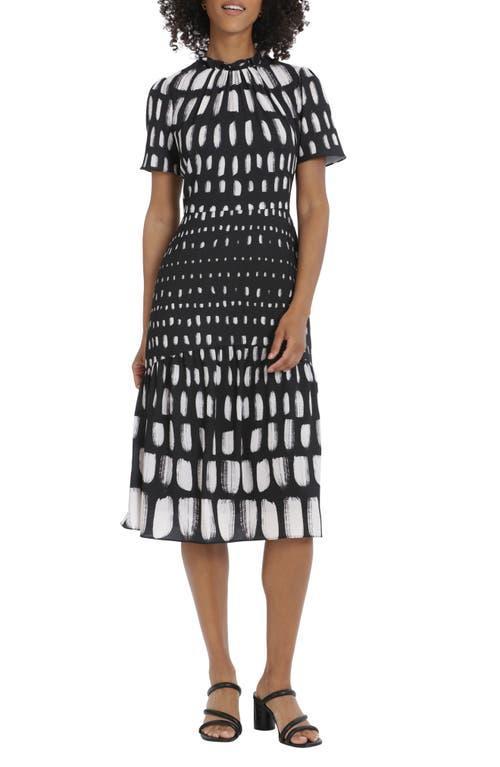 Maggy London Abstract Print Tiered Midi Dress Product Image