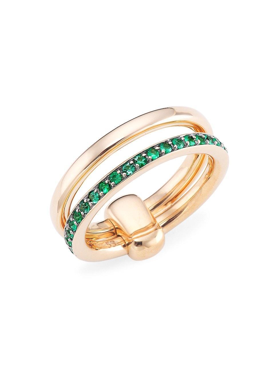 Womens Iconica 18K Rose Gold & Emerald Ring Product Image