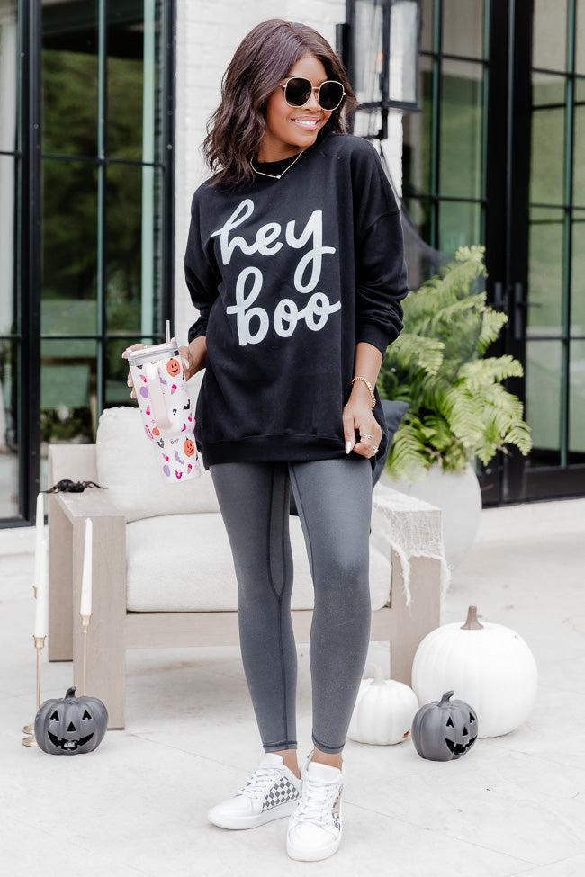 Hey Boo Black oversized Graphic Sweatshirt Product Image