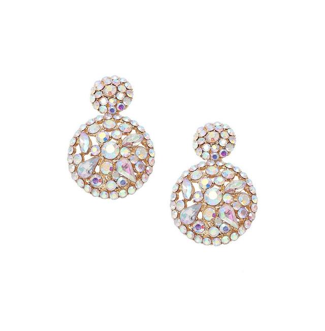 Sohi Womens White Embellished Circular Drop Earrings Product Image