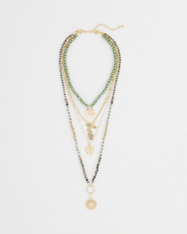 Medallions Layered Convertible Necklace   Chico's - Green - Women Product Image