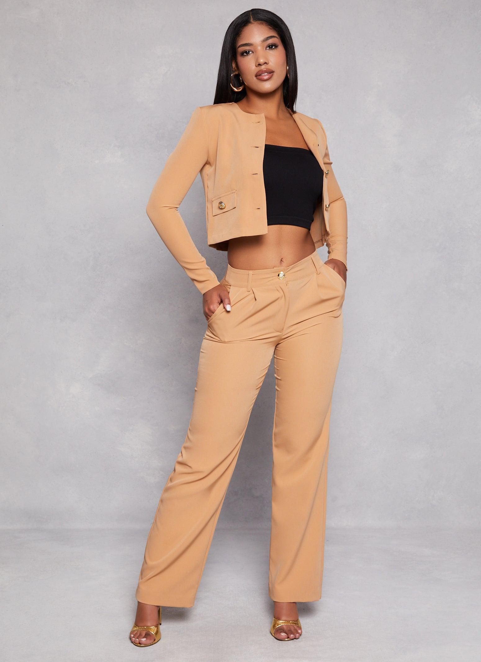 Womens Crepe Knit High Waist Trousers Product Image