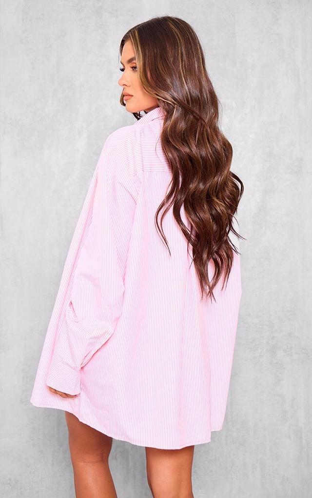 Pink Striped Oversized Cotton Shirt Product Image