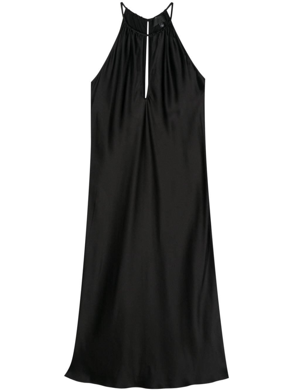 NILI LOTAN Eglantine Silk Charmeuse Halter Midi Dress In Black Product Image