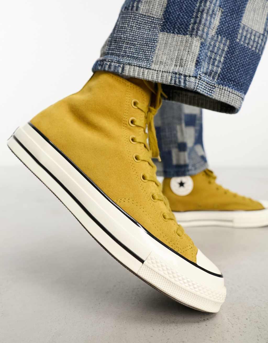 Converse Chuck 70 Hi suede sneakers in mustard yellow Product Image