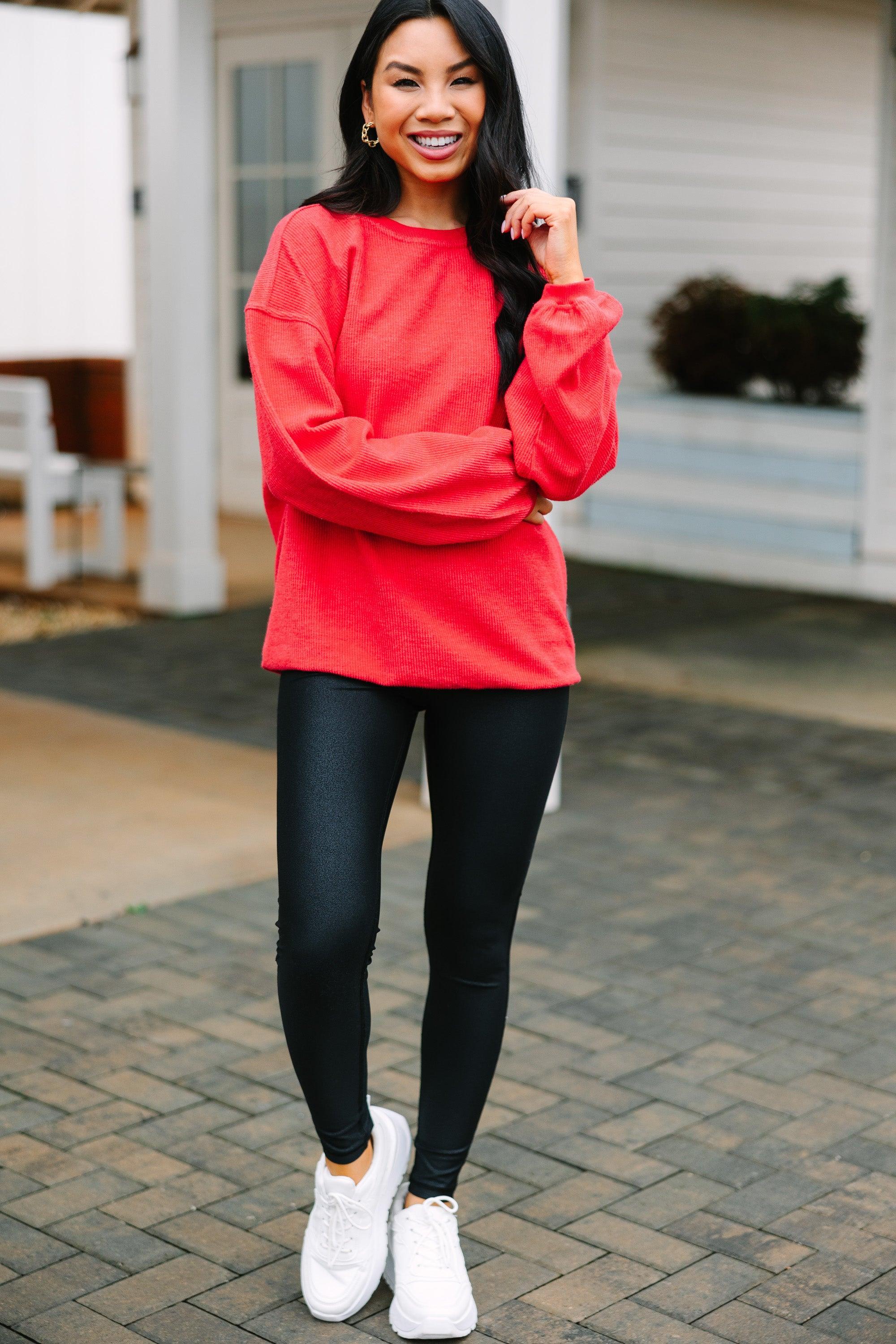 Get Together Red Corded Sweatshirt Female Product Image