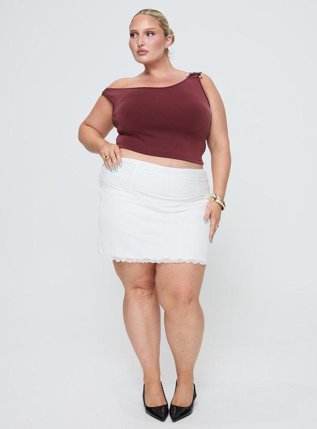 Meredith Ruched Mini Skirt White Curve Product Image