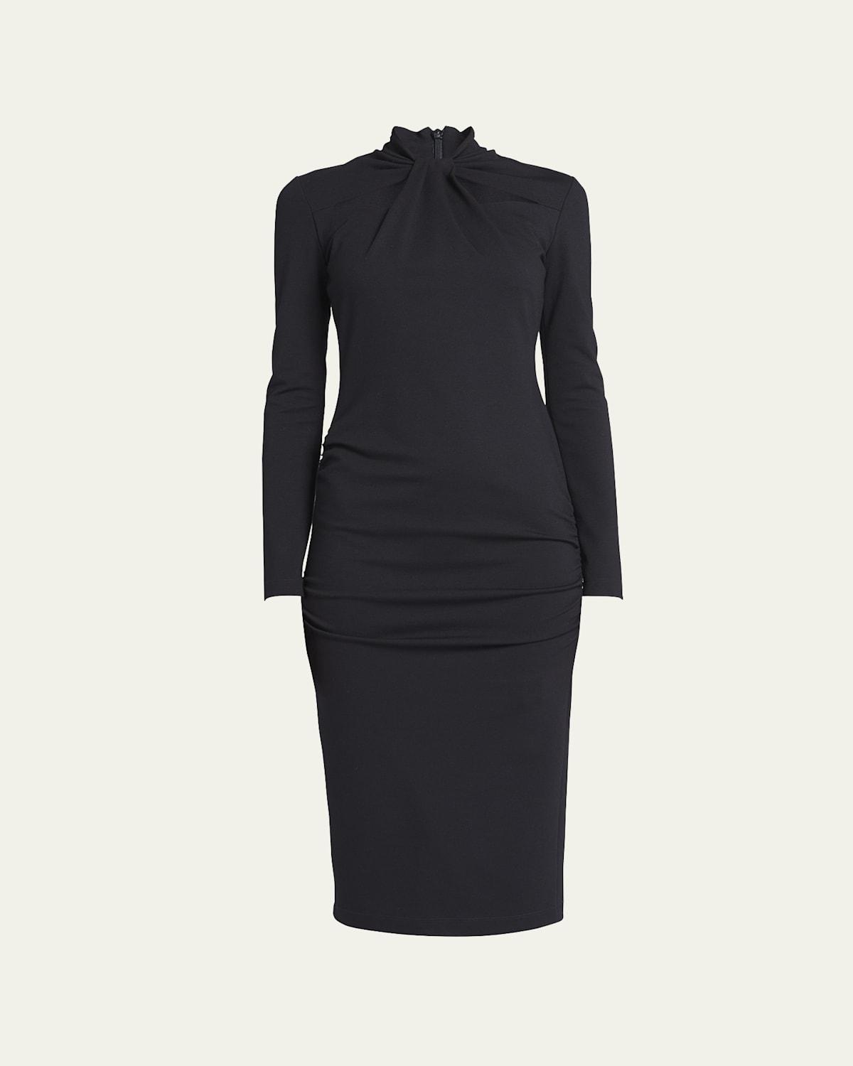 Womens Tie-Neck Jersey Midi-Dress Product Image