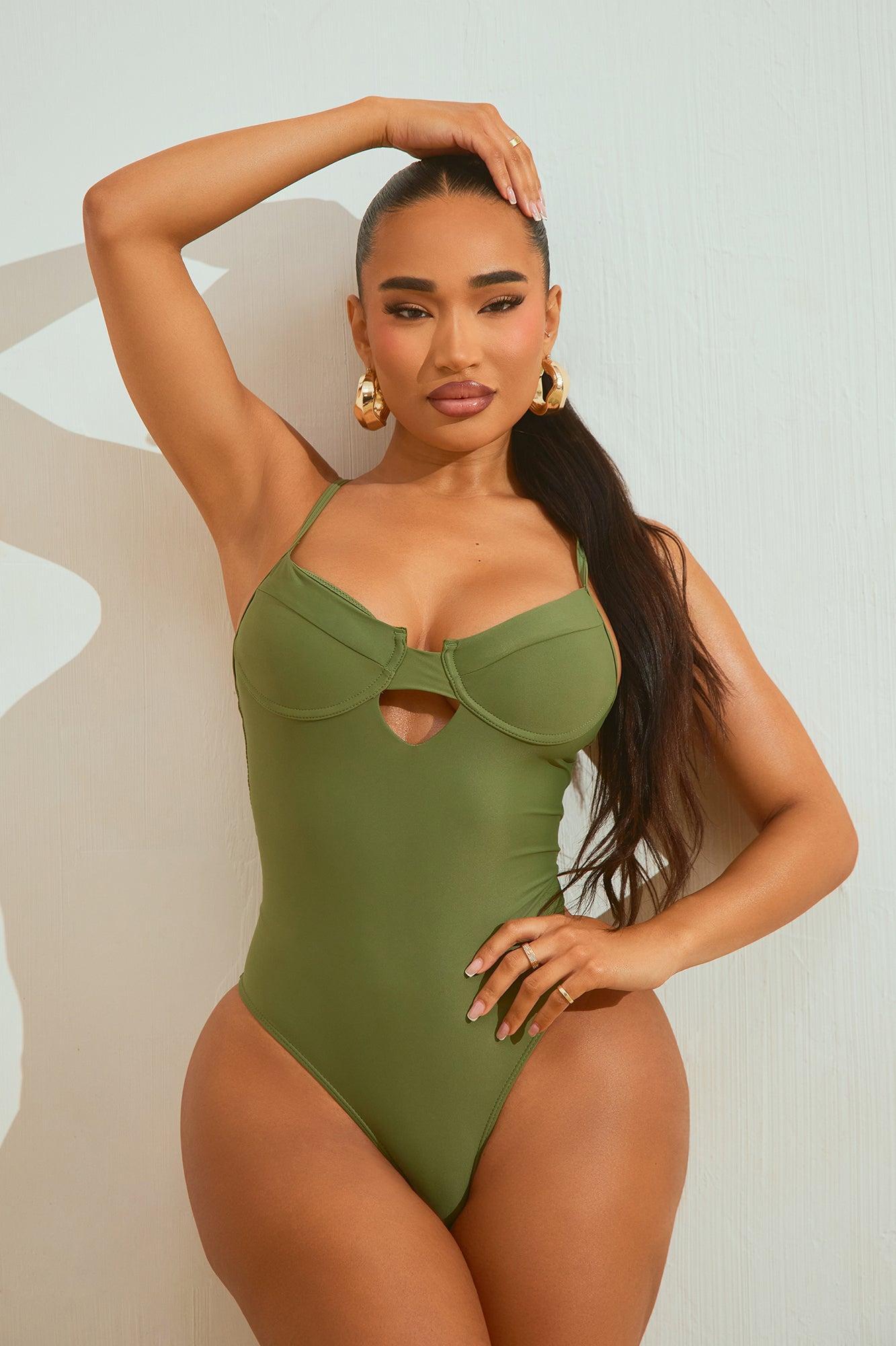 Catch Me Chillin' Underwire 1 Piece Swimsuit - Olive Product Image