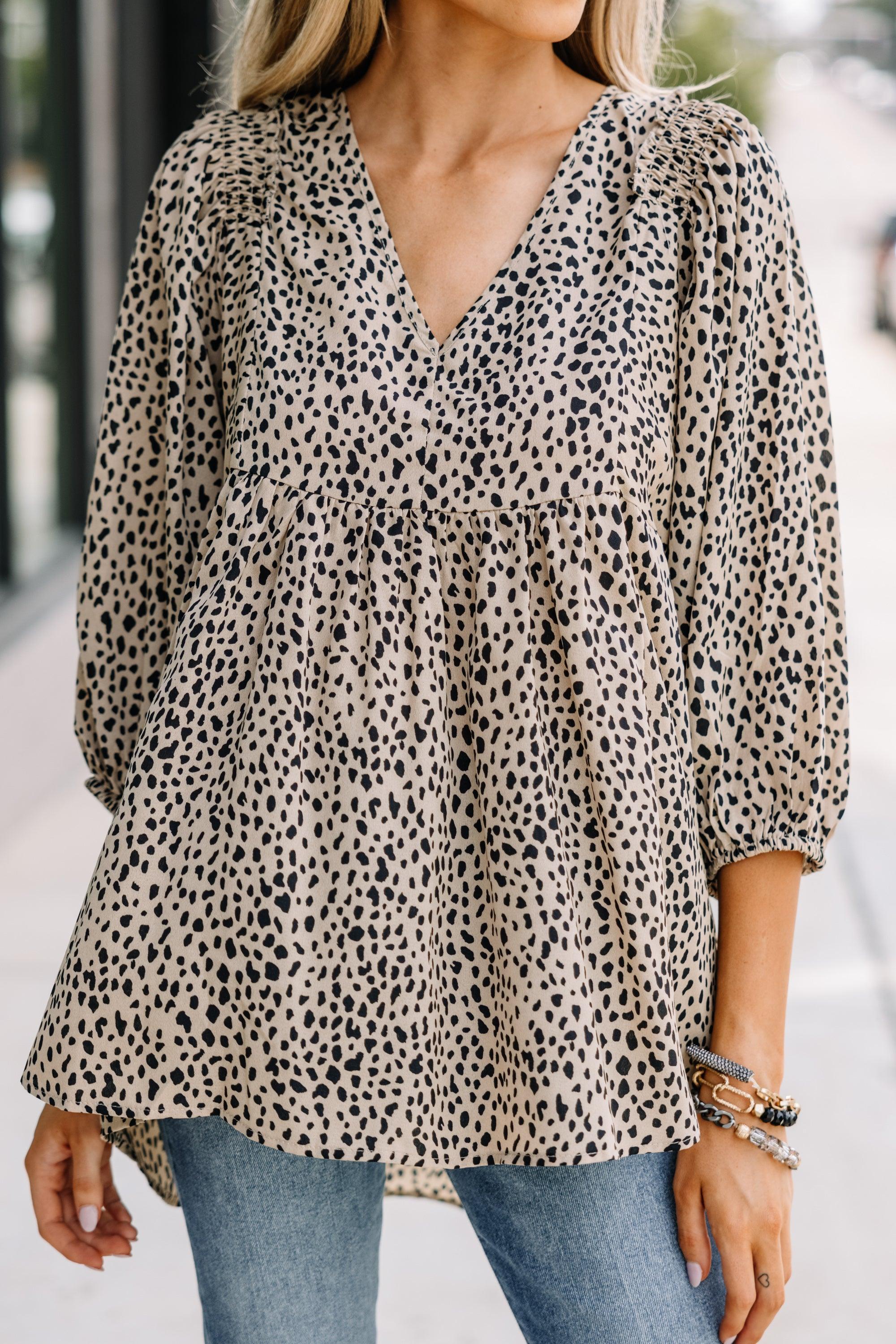 Feeling Wild Latte Brown Spotted Tunic Female Product Image