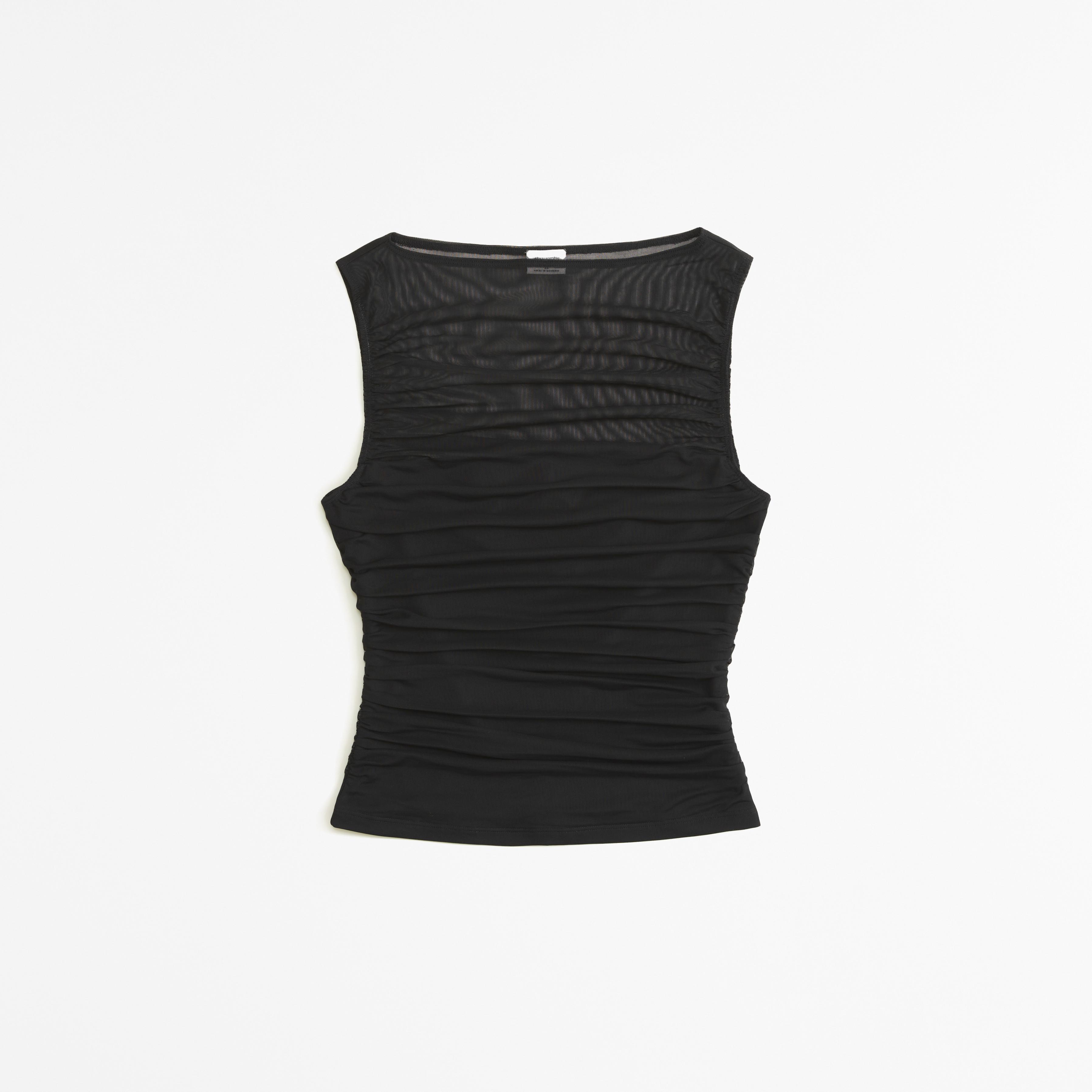 Mesh Ruched Slash Top Product Image