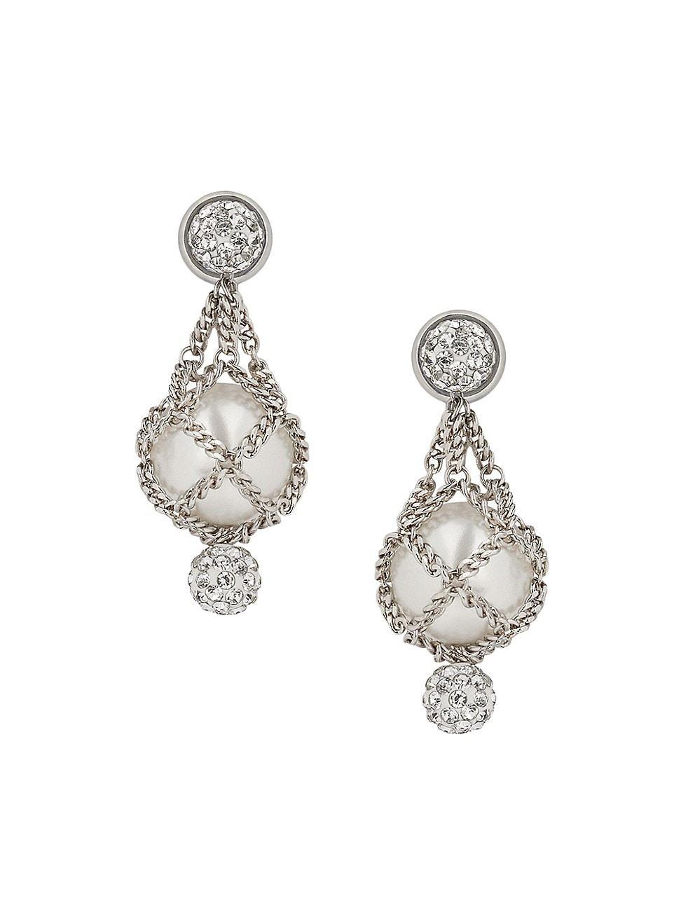 Womens Pearling Earrings In Metal With Pearls And Crystals Product Image