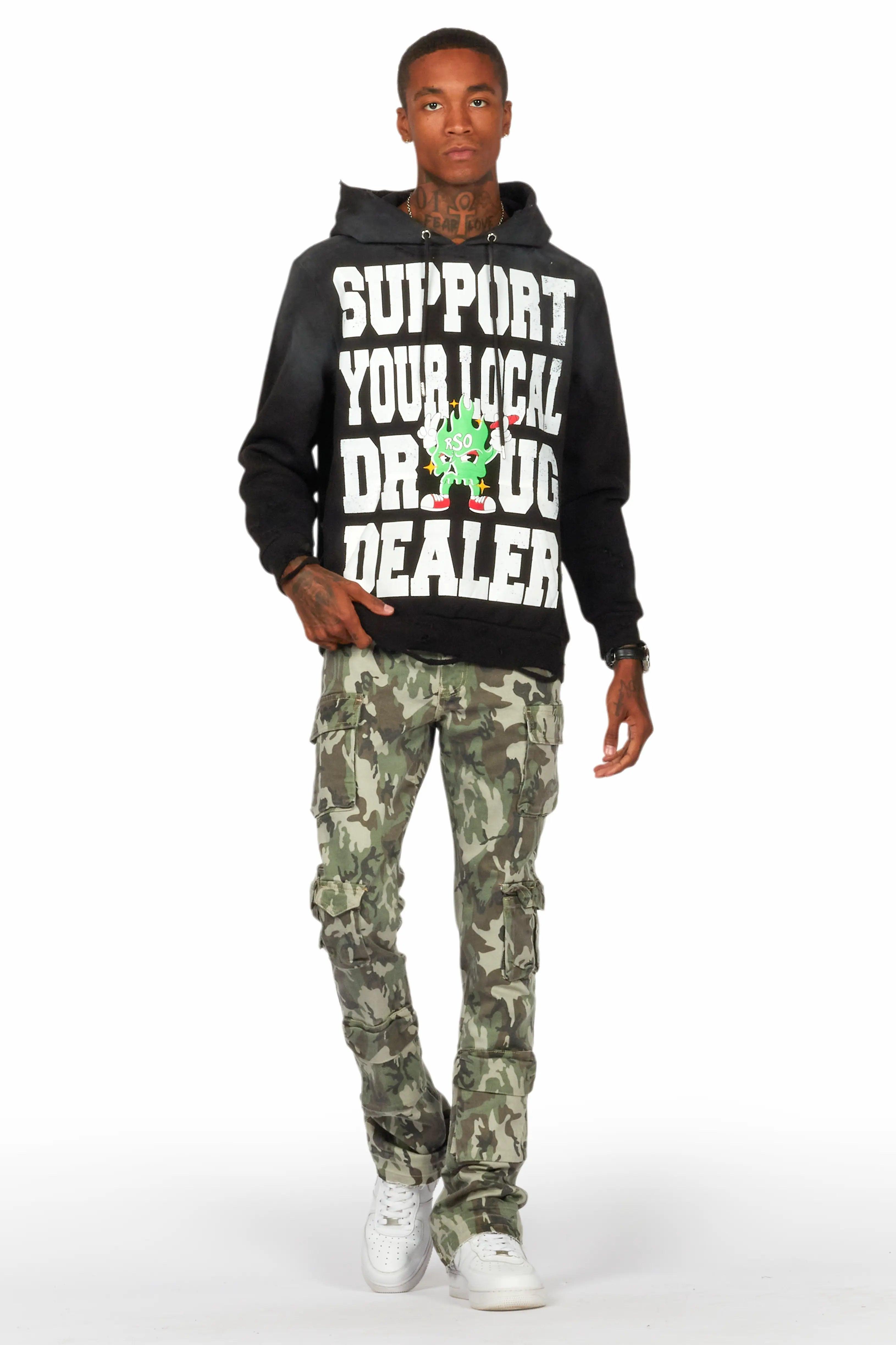 Yves Green Camo Stacked Flare Cargo Jean Male Product Image