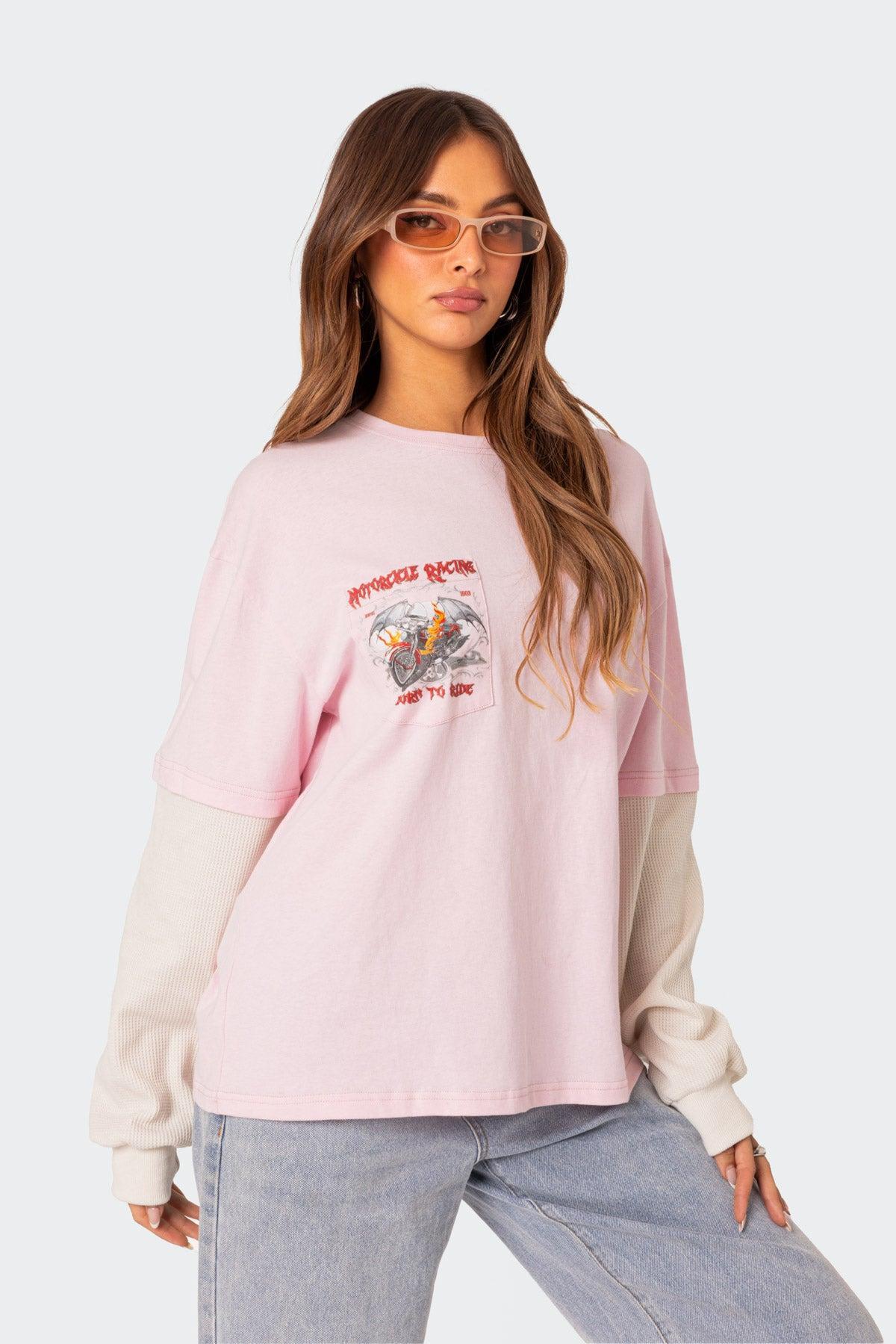 Racing Oversized Layered T Shirt Product Image