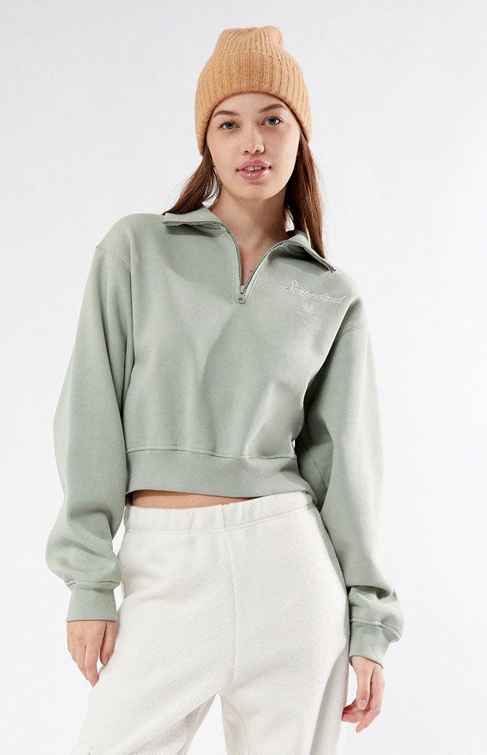 Women's Switzerland Half Zip Cropped Sweatshirt Product Image