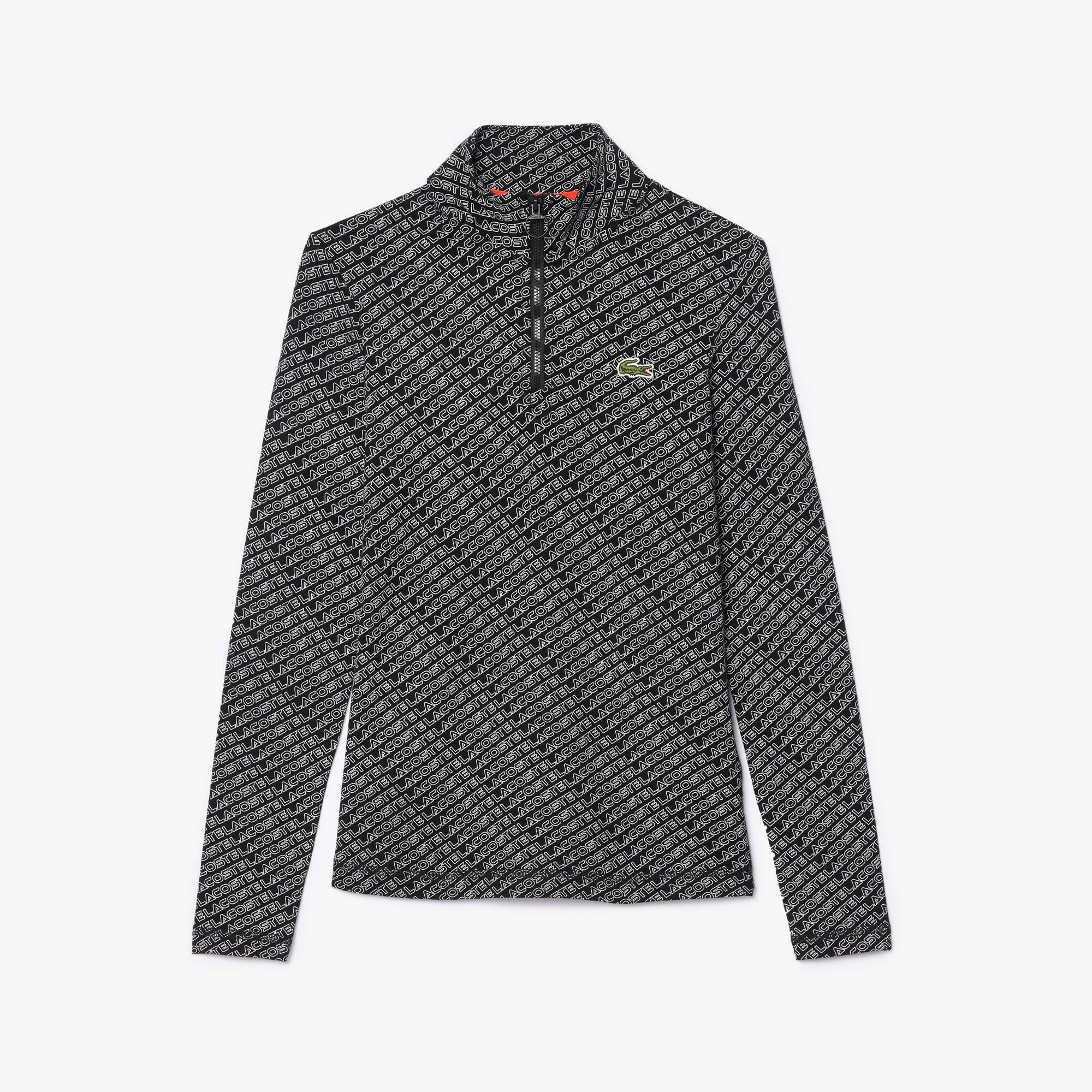 Long Sleeved Logo Print Zip Neck Polo Shirt Product Image