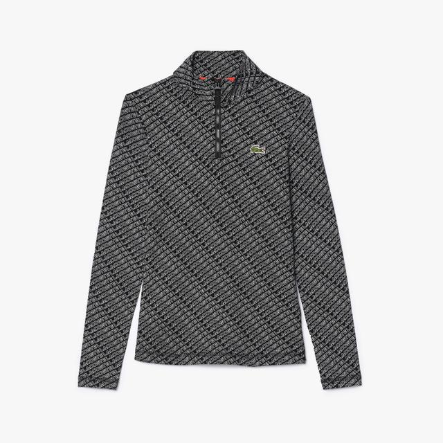 Long Sleeved Logo Print Zip Neck Polo Shirt Product Image