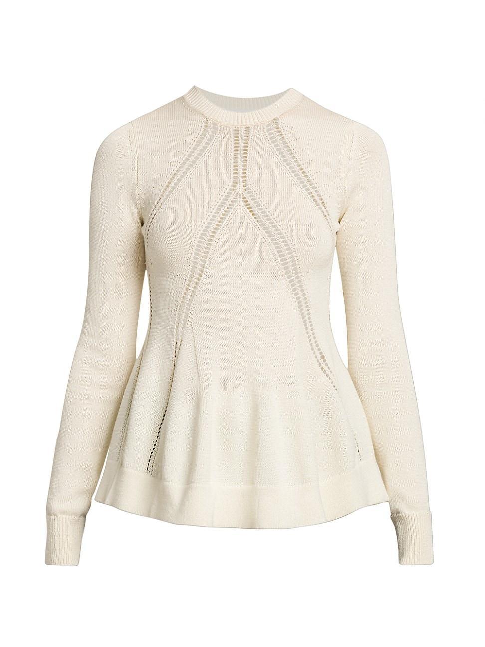 Womens Long-Sleeve Wool-Blend Peplum Sweater Product Image