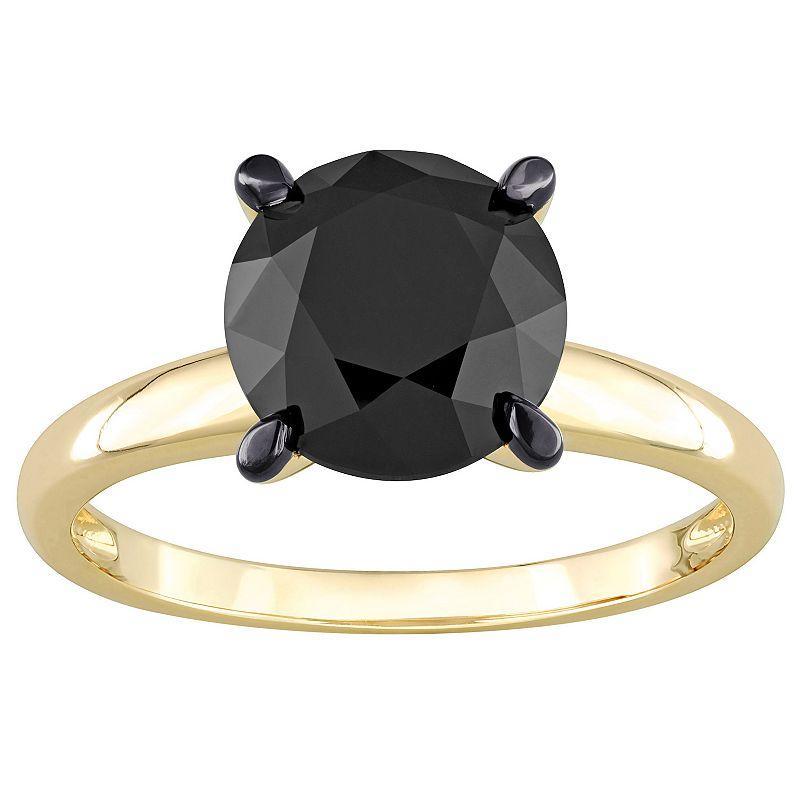 Stella Grace 14k Gold 3 Carat T.W. Round Black Diamond Solitaire Engagement Ring, Womens Product Image