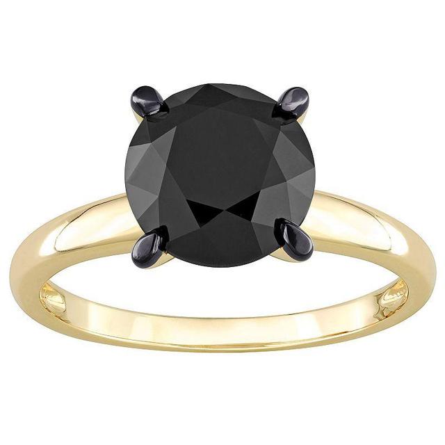 Stella Grace 14k Gold 3 Carat T.W. Round Black Diamond Solitaire Engagement Ring, Womens Product Image