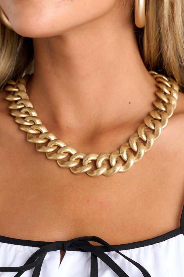 Radiant Luxe Matte Gold Textured Necklace Product Image