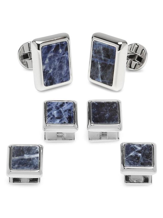 Mens Silver and Sodalite JFK Presidential Cufflink Stud Set Product Image