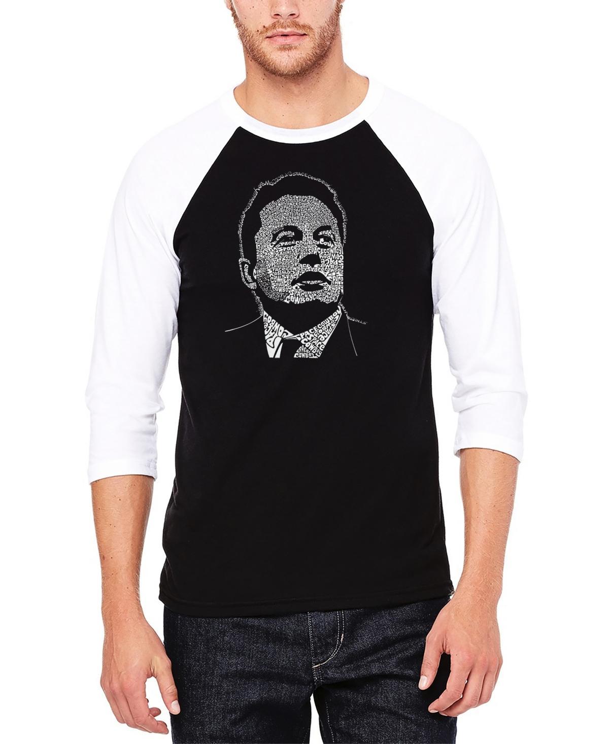 La Pop Art Mens Raglan Baseball 3/4 Sleeve Elon Musk Word Art T-shirt - Black Product Image