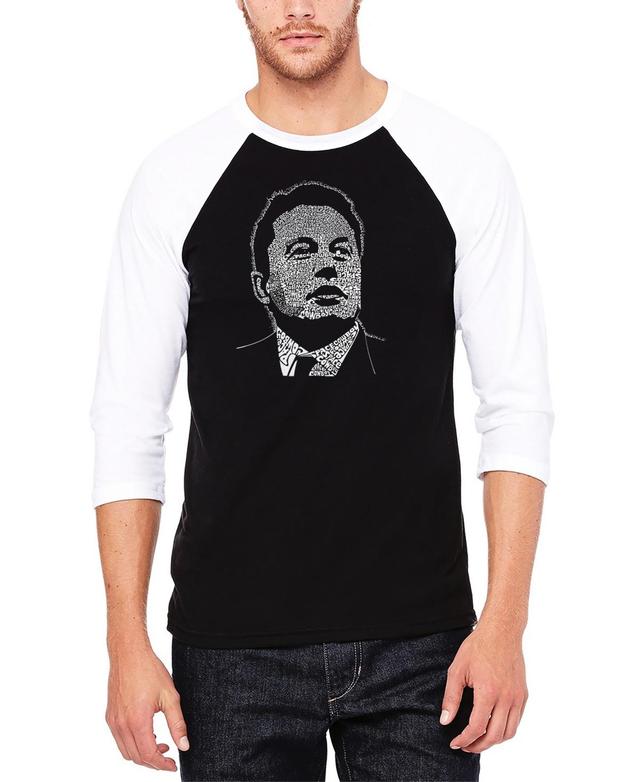 La Pop Art Mens Raglan Baseball 3/4 Sleeve Elon Musk Word Art T-shirt - Black Product Image