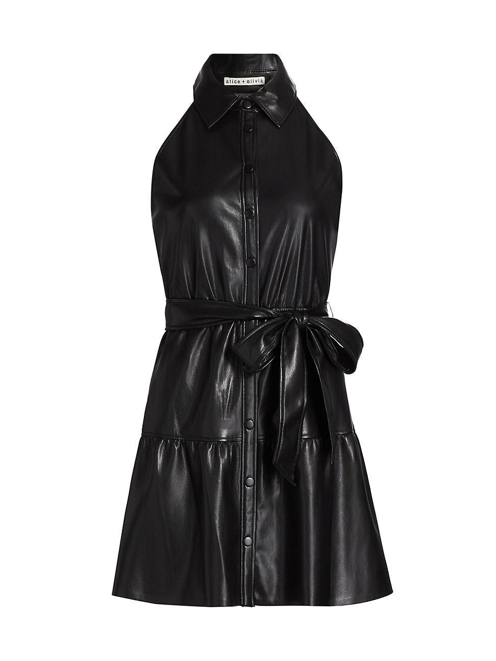 Womens Miranda Faux-Leather Tiered Minidress Product Image