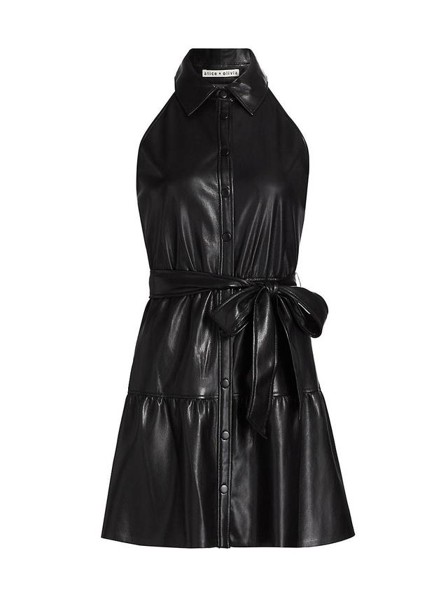 Womens Miranda Faux Leather Tie-Waist Minidress Product Image