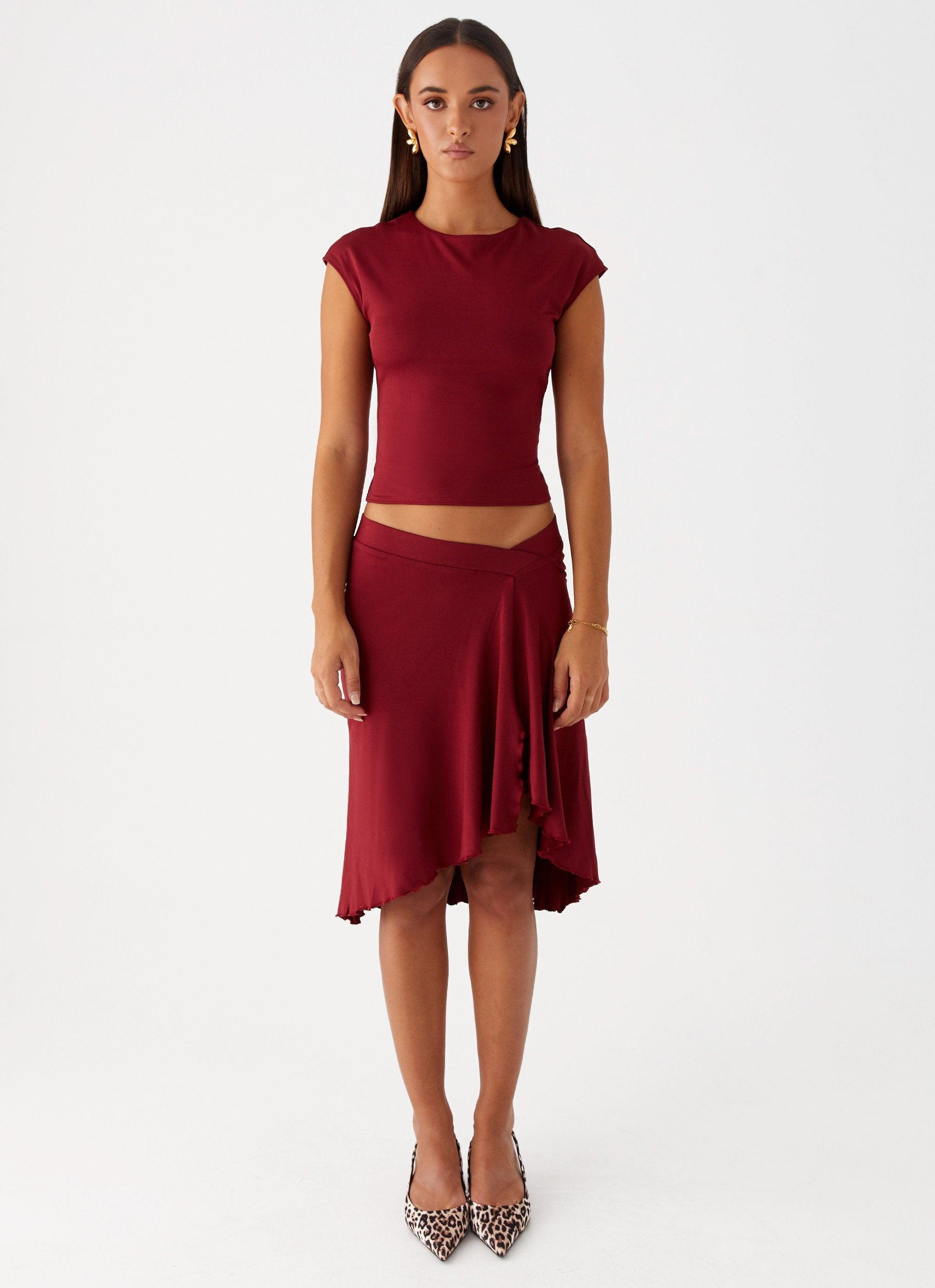 She's A Lady Midi Skirt - Red Product Image