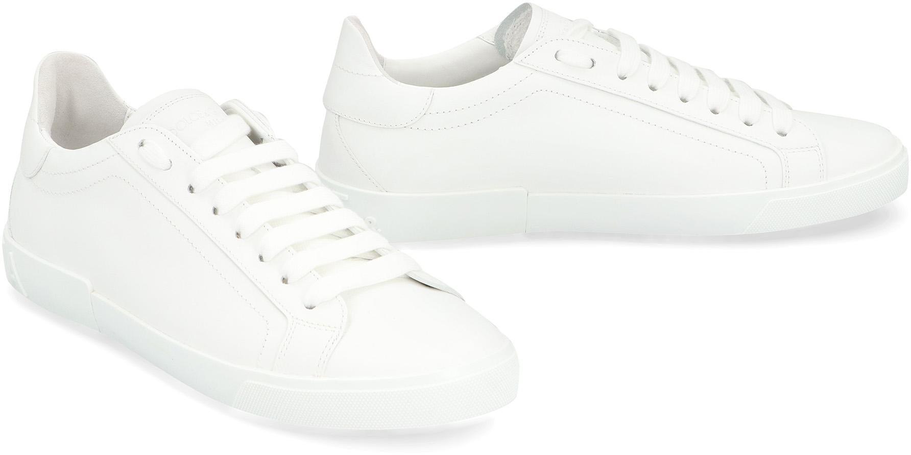 Portofino Vintage Leather Low-top Sneakers In White Product Image