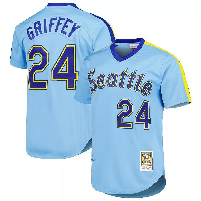 Mens Mitchell & Ness Ken Griffey Jr. Blue Seattle Mariners Cooperstown Collection Authentic Jersey Product Image