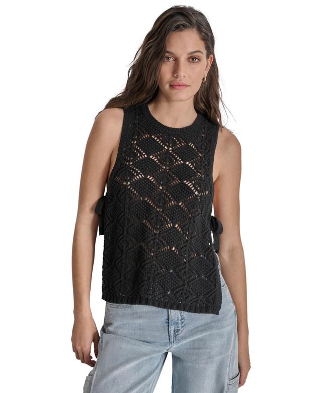 Dkny Womens Crocheted Split-Side Tied Tank Top Product Image