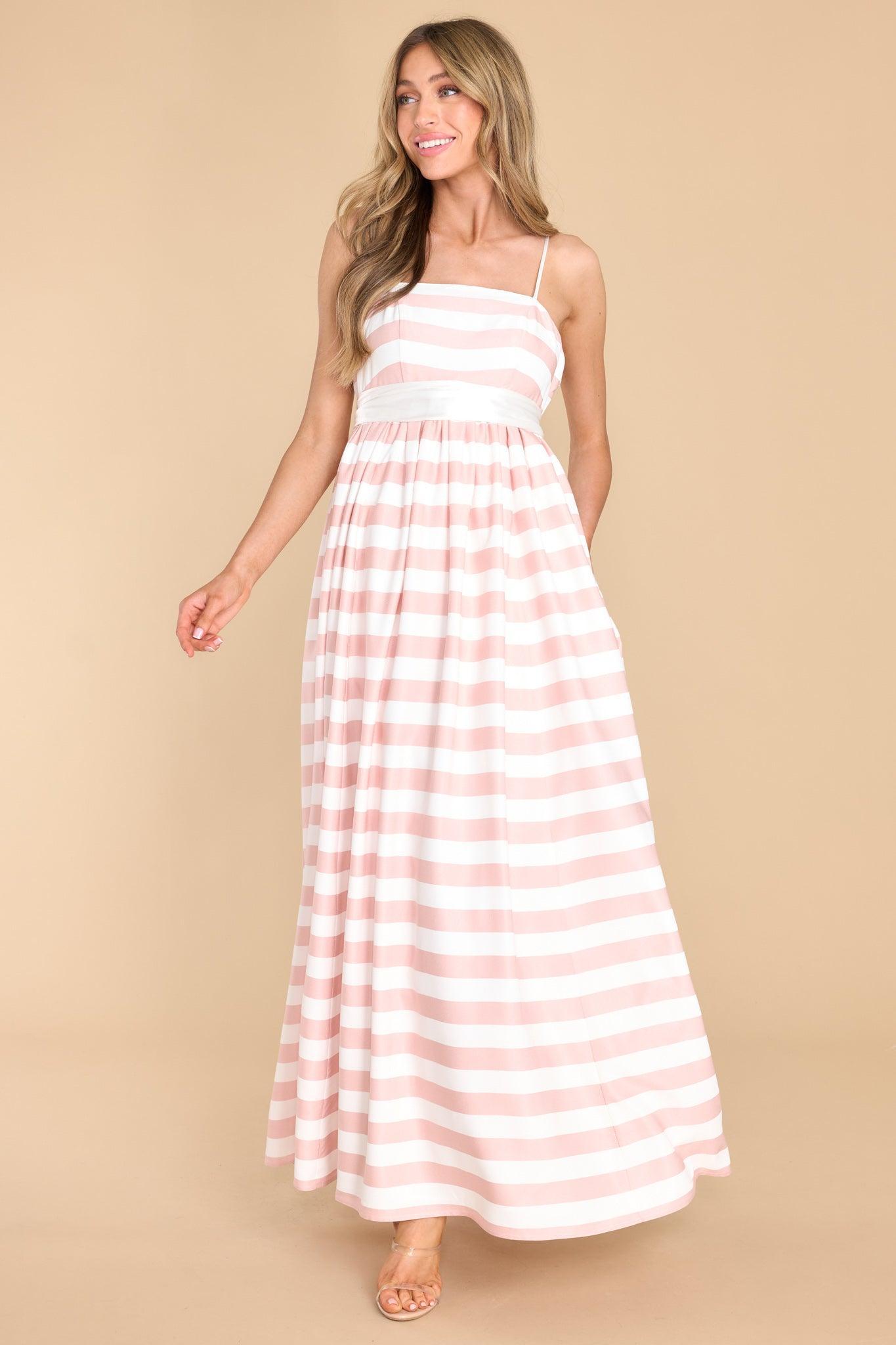 Aura Gentle Lady Pink Stripe Maxi Dress Product Image