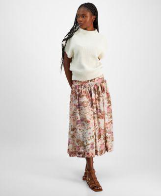 En Saison Womens Karalie Mock Neck Knit Sweater Amoret Printed Side Zip Midi Skirt Product Image