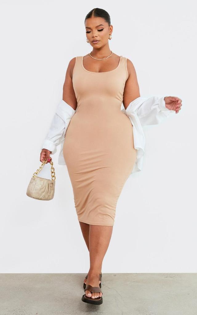 Plus Stone Jersey Scoop Neck Midi Dress Product Image