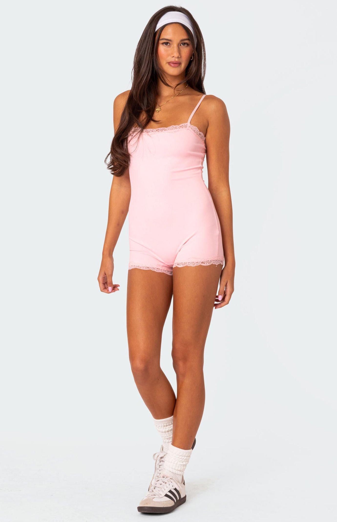 Edikted Women's Mandi Lace Trim Romper Product Image