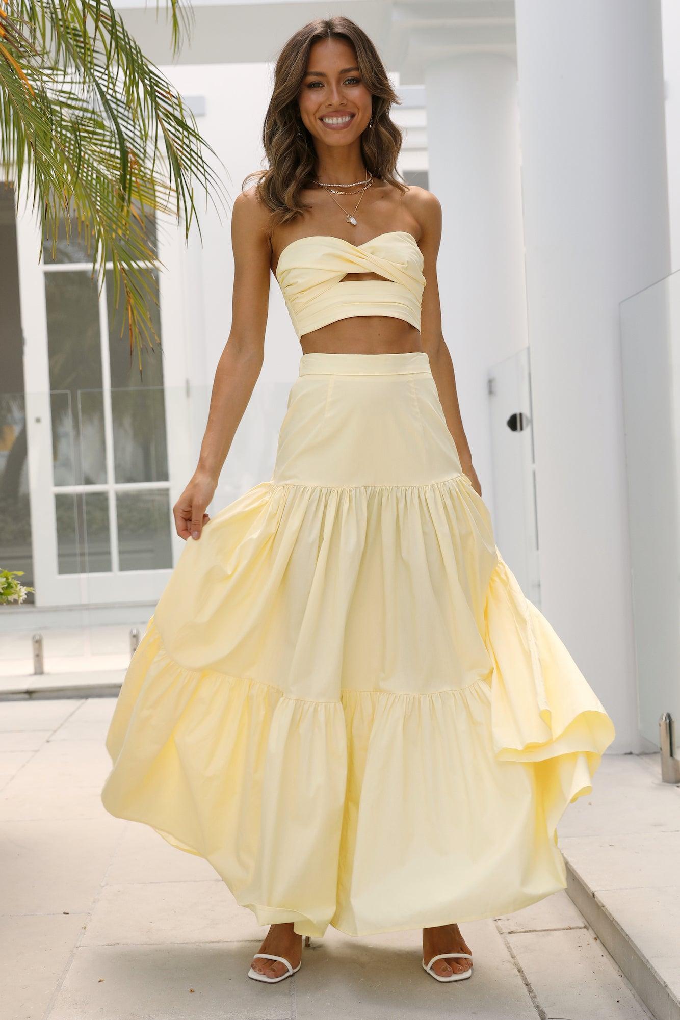 RUNAWAY Ayla Maxi Skirt Lemon Product Image