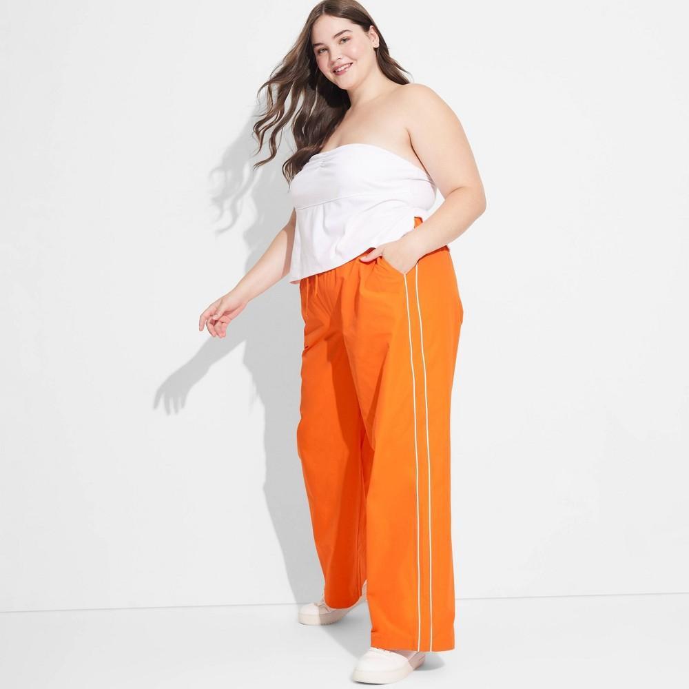 Womens Game Day Mid-Rise Wide Leg Track Pants - Wild Fable Orange 1X Product Image