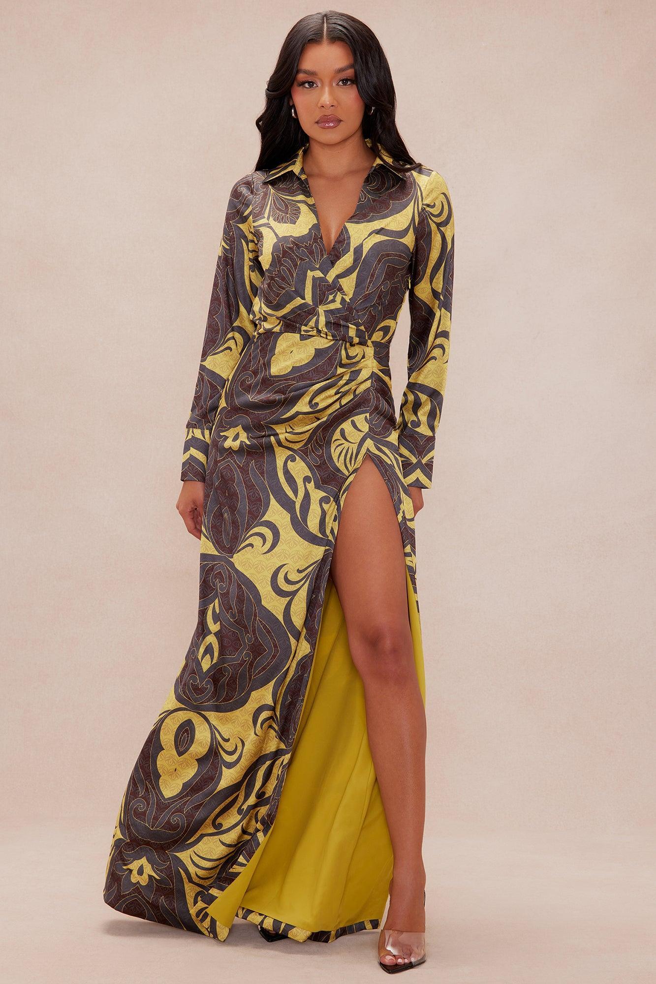 Resort Satin Maxi Dress - Chartreuse Product Image