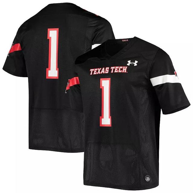 Under Armour Mens #1 Texas Tech Red Raiders Logo Replica Football Jersey - Black Product Image