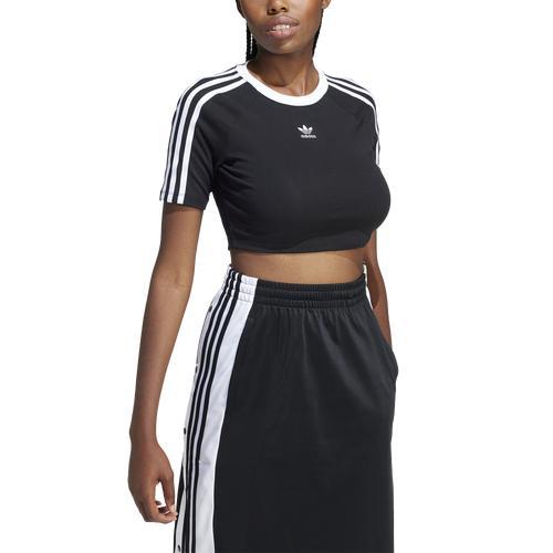 adidas Originals Womens 3 Stripe Baby T-Shirt - White/Black Product Image