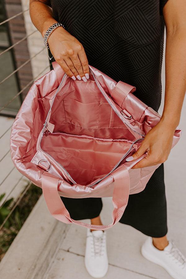 Weekend Getaway Puffer Tote in Pink Product Image