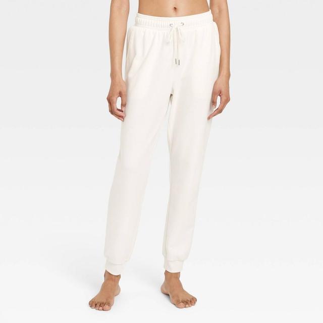 Womens Brushed Fleece Jogger Pants - Auden Cream L Product Image