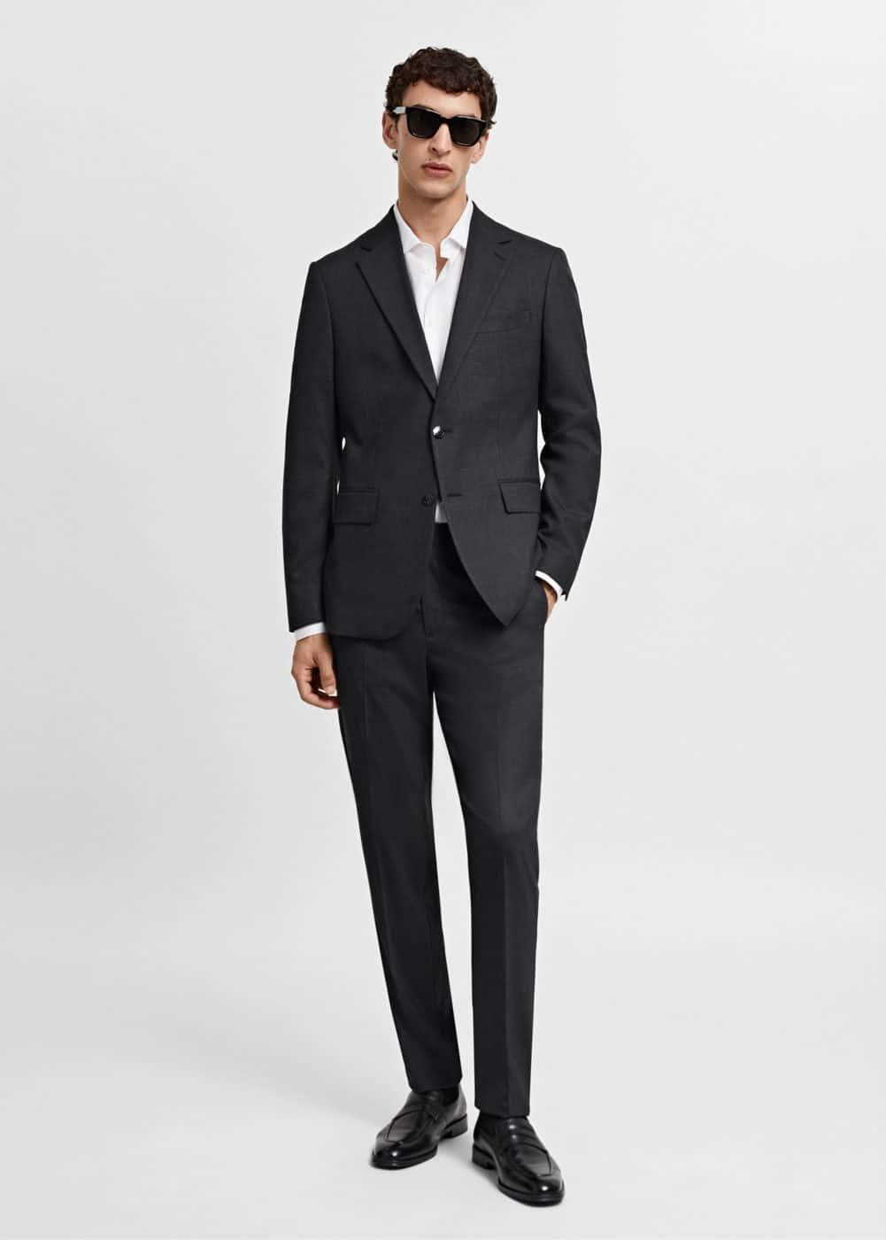 MANGO MAN - Slim-fit check wool suit blazer greyMen Product Image