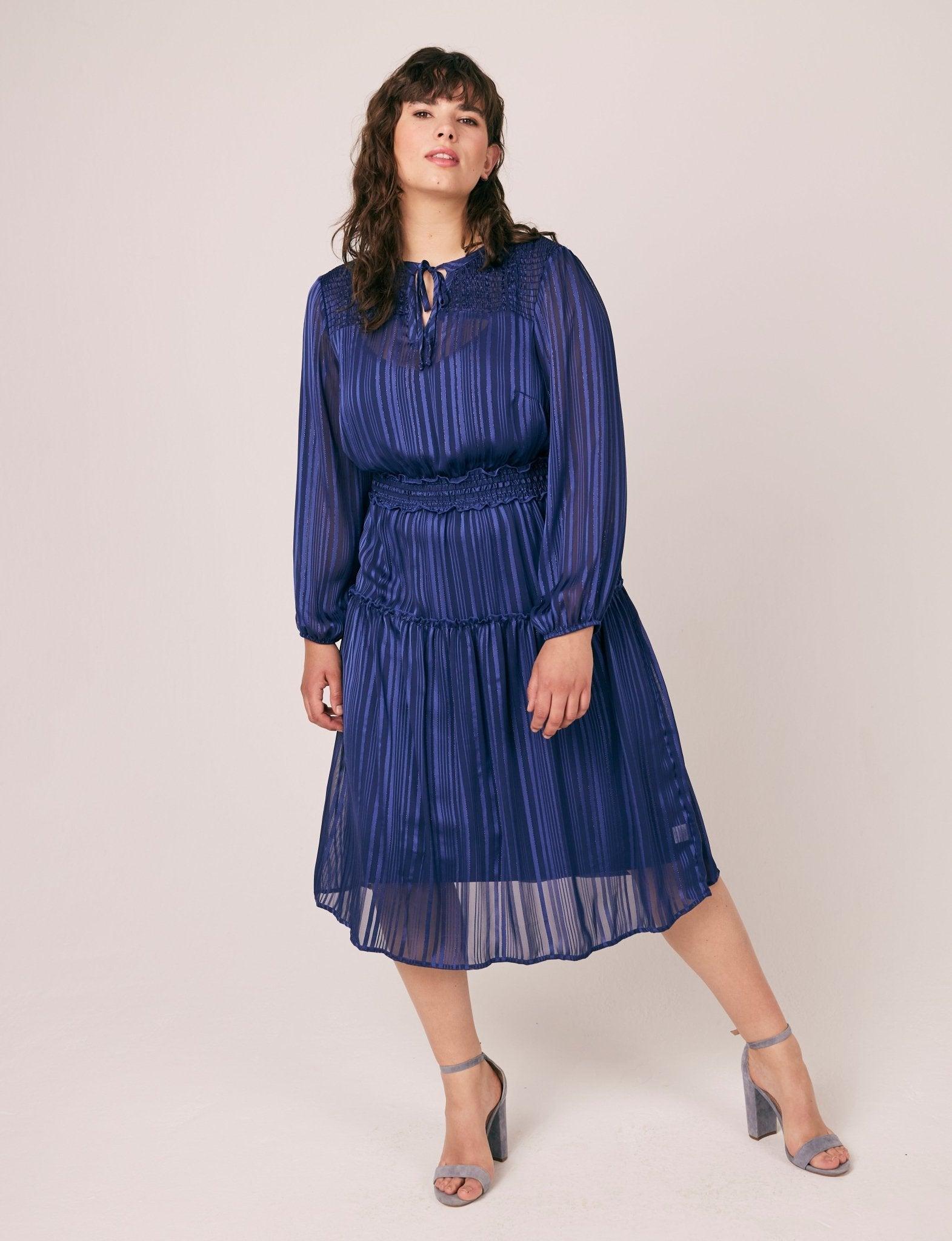 Figueroa & Flower Satin Stripe Midi Dress - Plus Product Image