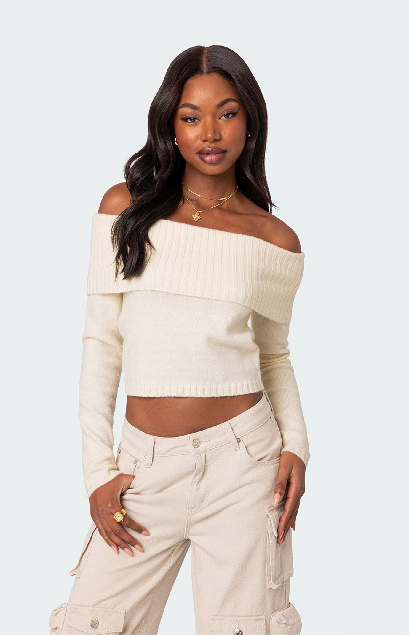 Edikted Women's Tamara Fold Over Knit Top Product Image