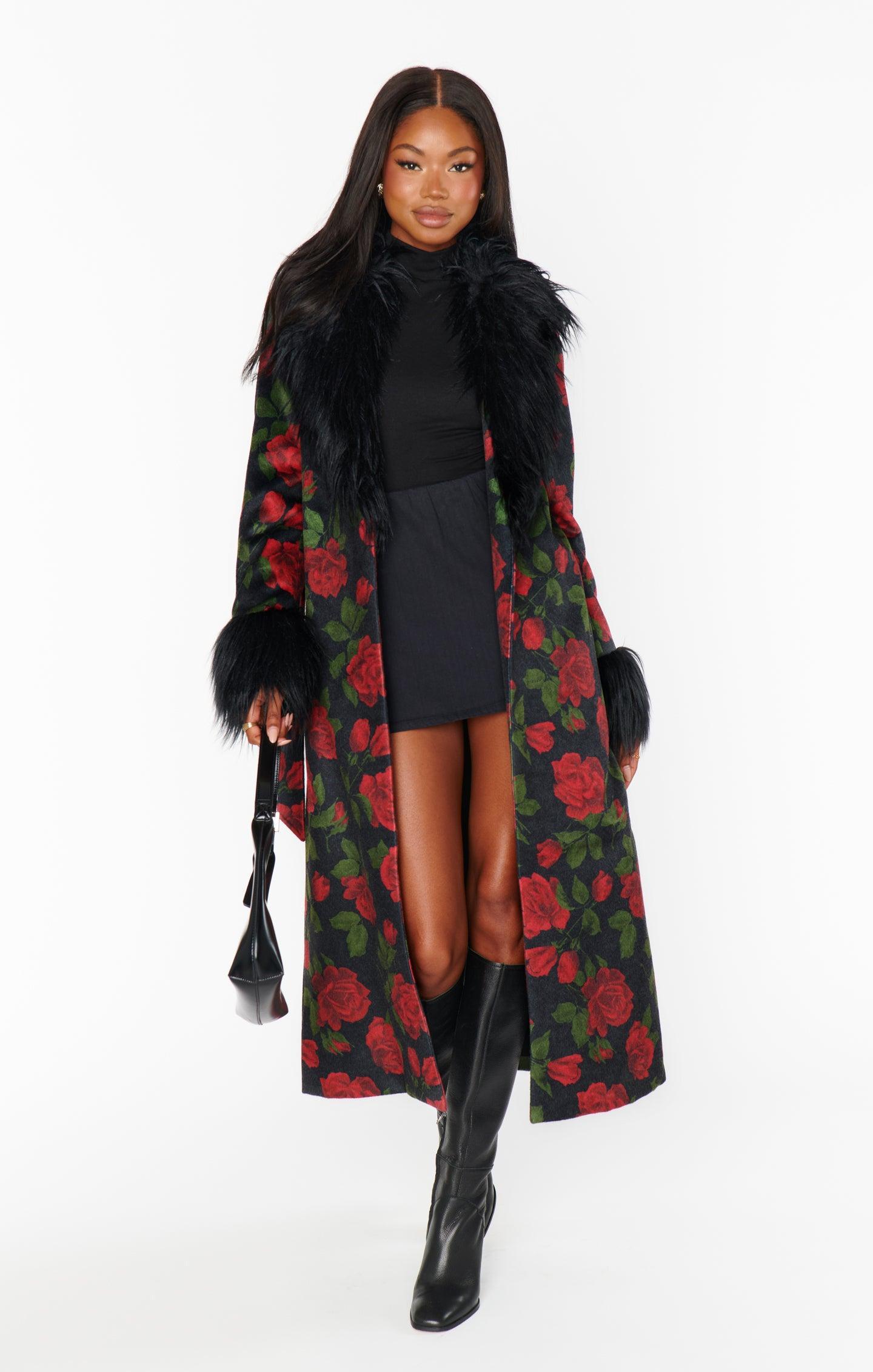 Elaine Coat ~ Send Me Roses with Faux Fur Product Image