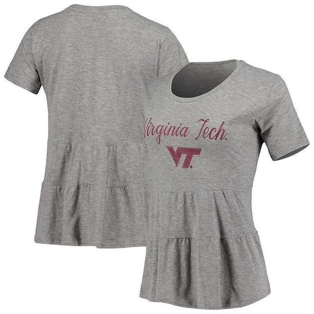 Womens Gray Virginia Tech Hokies Willow Ruffle-Bottom T-Shirt Product Image